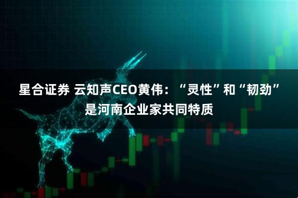 星合证券 云知声CEO黄伟：“灵性”和“韧劲”是河南企业家共同特质