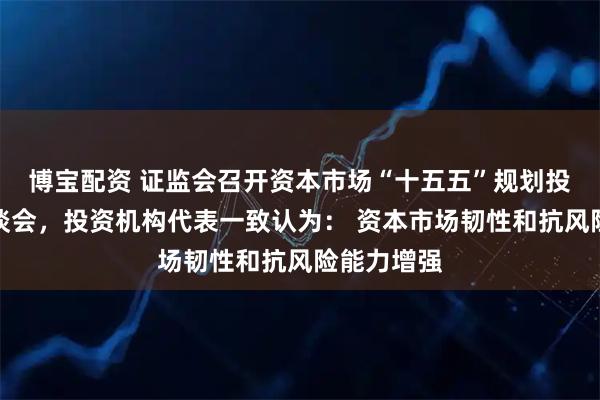 博宝配资 证监会召开资本市场“十五五”规划投资机构座谈会，投资机构代表一致认为： 资本市场韧性和抗风险能力增强